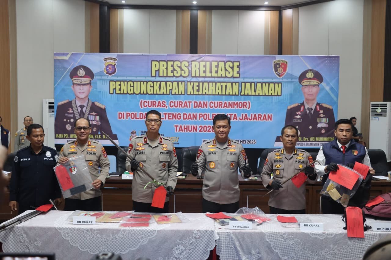 Polda Kalteng Ungkap 121 Kasus Kejahatan Jalanan Selama Lima Bulan, Kerugian Tembus Rp 2,1 Miliar