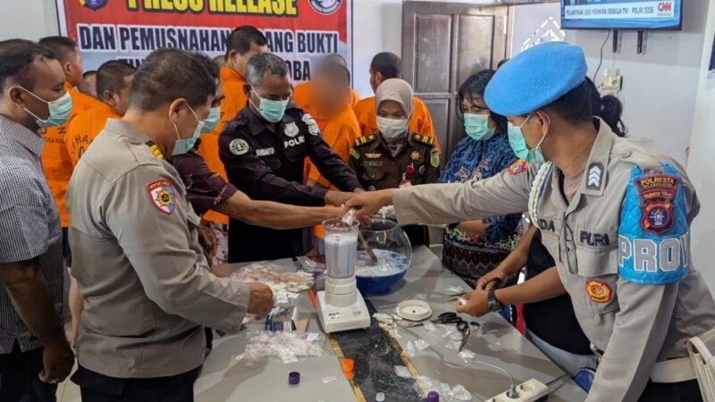 Satresnarkoba Polresta Palangka Raya Musnahkan 116,94 Gram Sabu dan 1.600 Butir Obat Terlarang