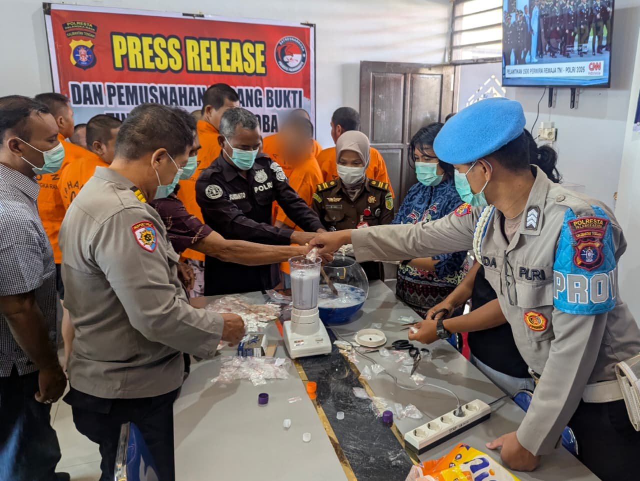 Satresnarkoba Polresta Palangka Raya Musnahkan 116,94 Gram Sabu dan 1.600 Butir Obat Terlarang