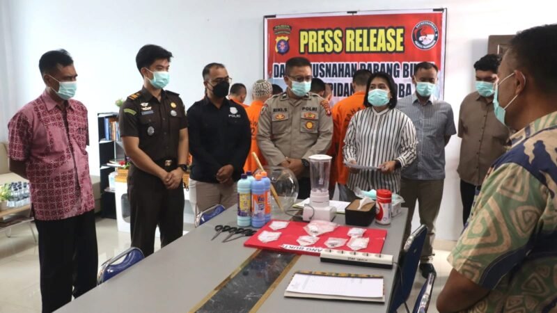 Musnahkan Barang Bukti Narkotika, Satresnarkoba Polresta Palangka Raya Tindak Tujuh Perkara